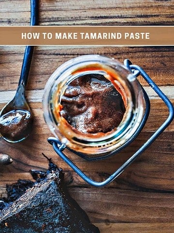 Tamarind paste in a glass jar.