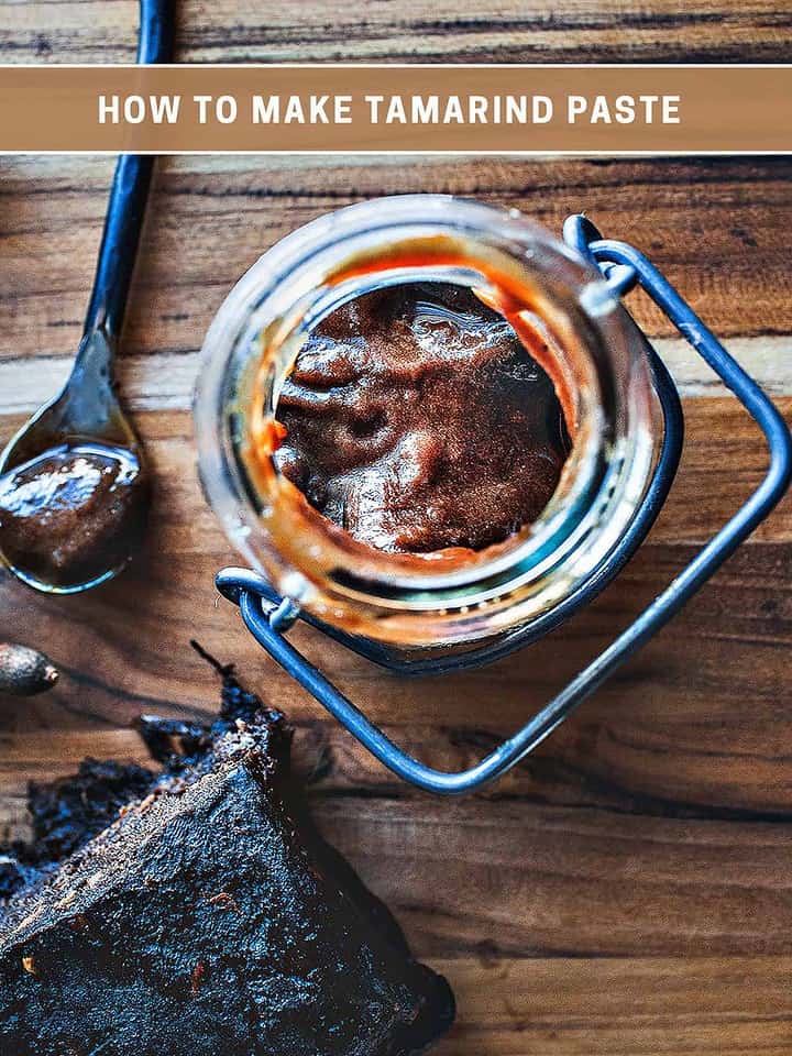 Tamarind paste in a glass jar.