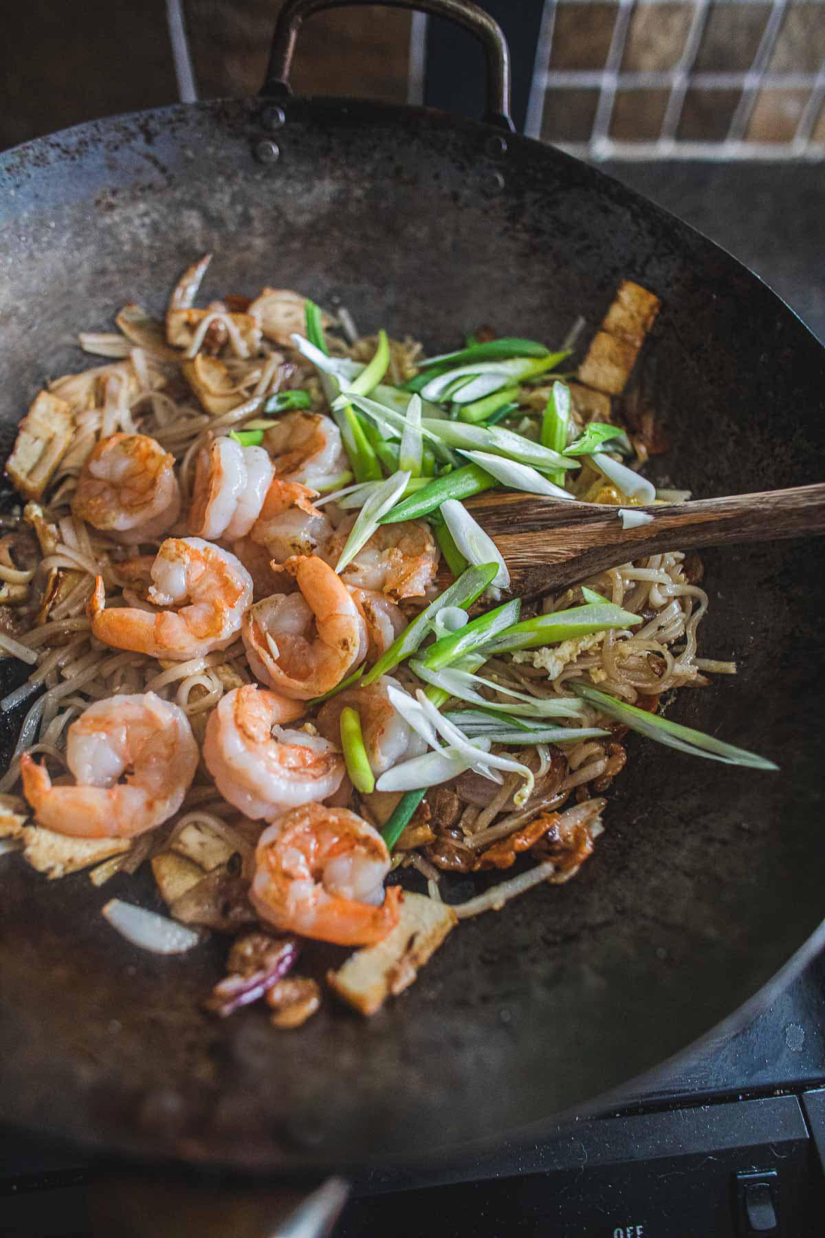 shrimp stir fried in a wok