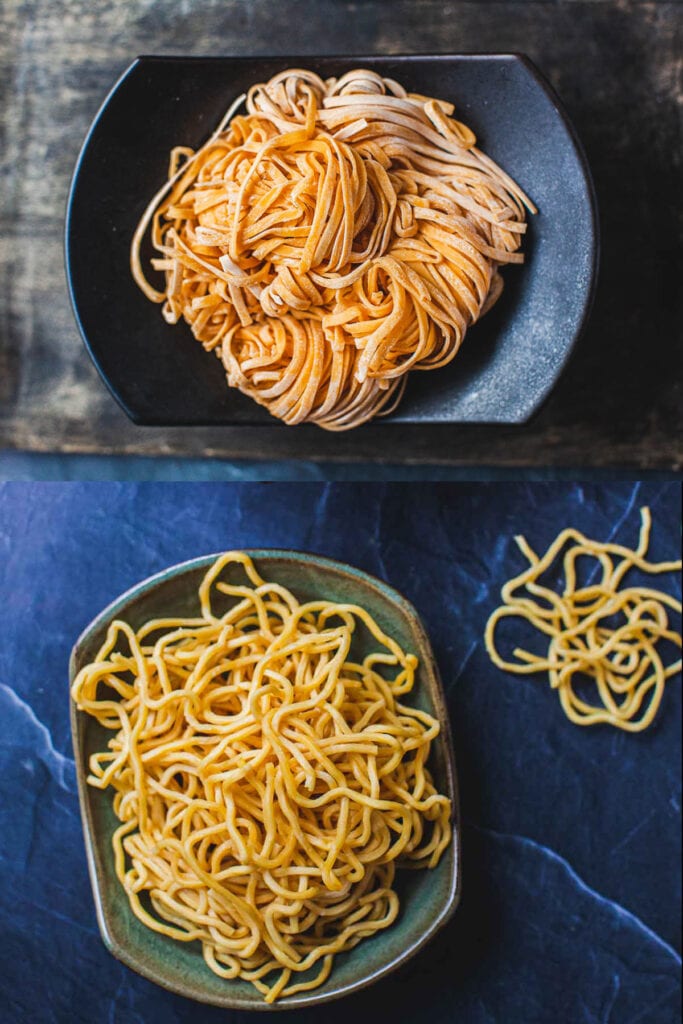 egg noodles in small bowl.