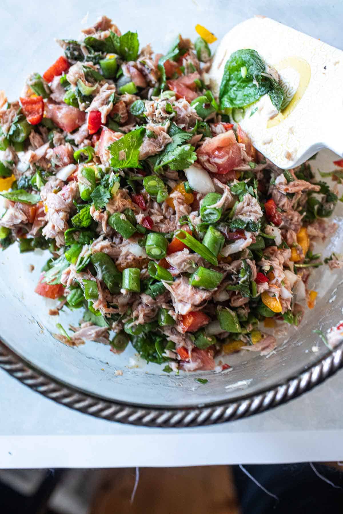 Thai Tuna salad in a bowl. 