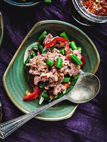 Thai tuna salad in a bowl.