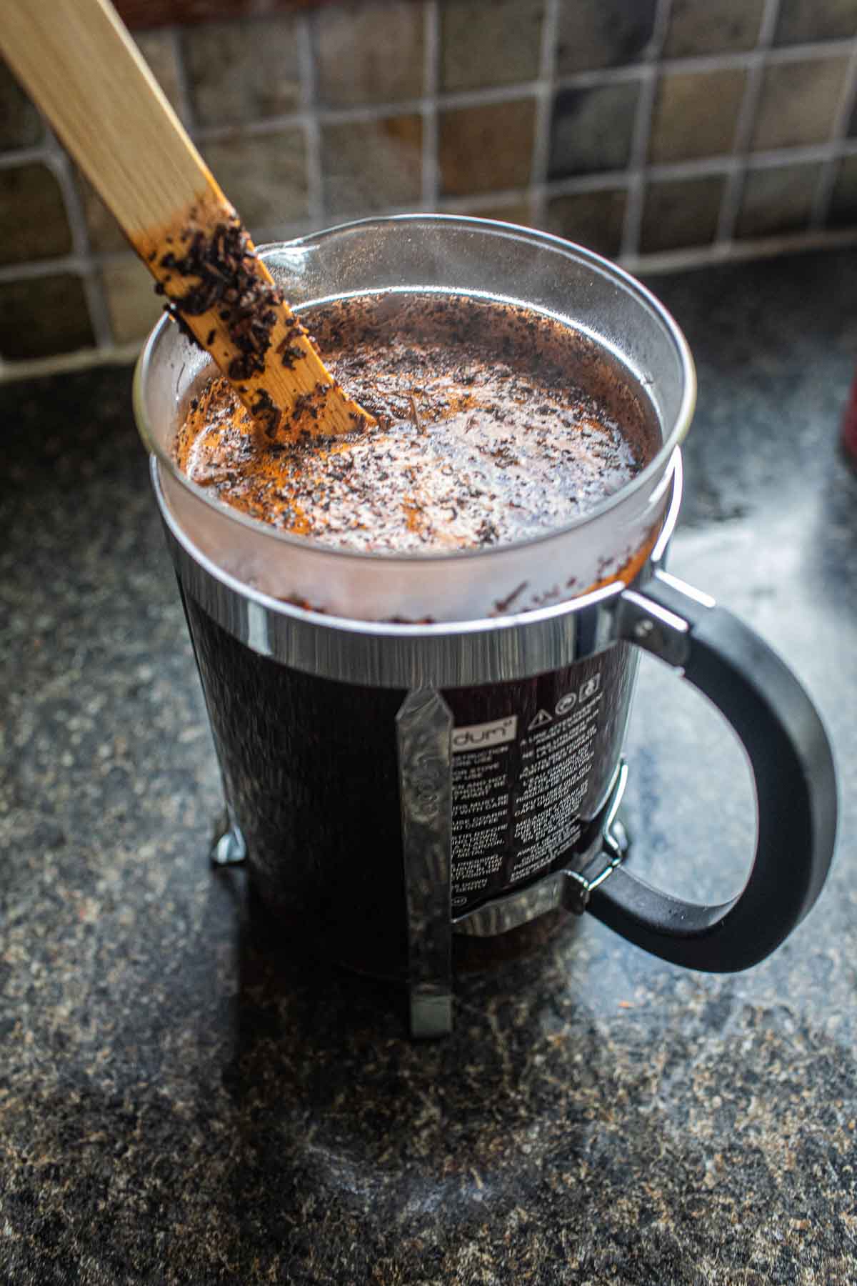 Thai tea in a french press.