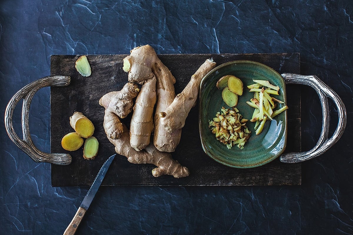 ginger on a tray.