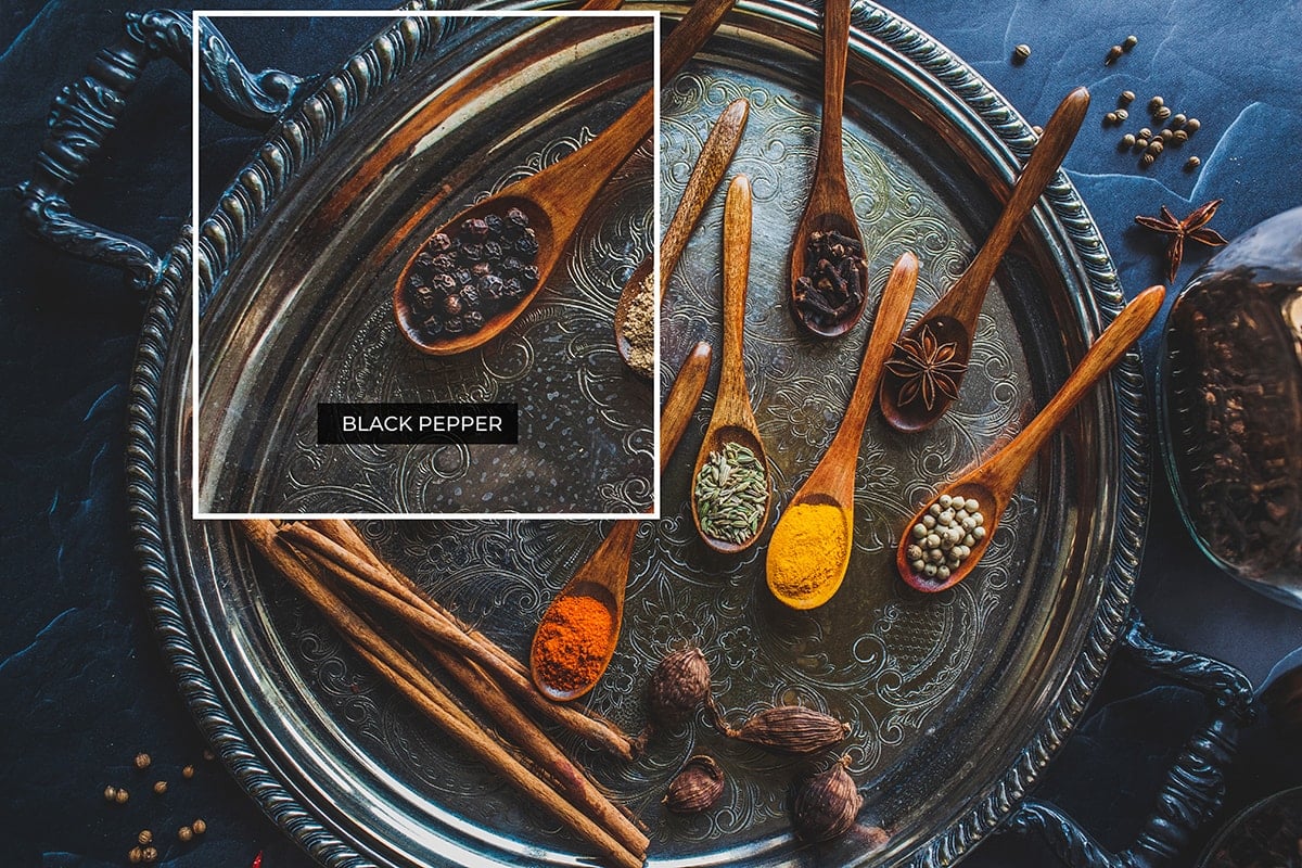 Spices in Thai cooking on a tray.