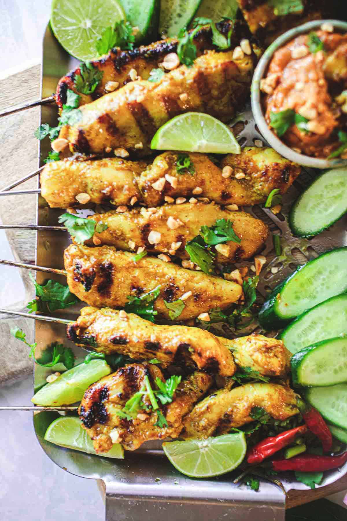 Pad Thai Chicken Skewer Salad - Serving Dumplings