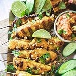 satay skewers on a platter