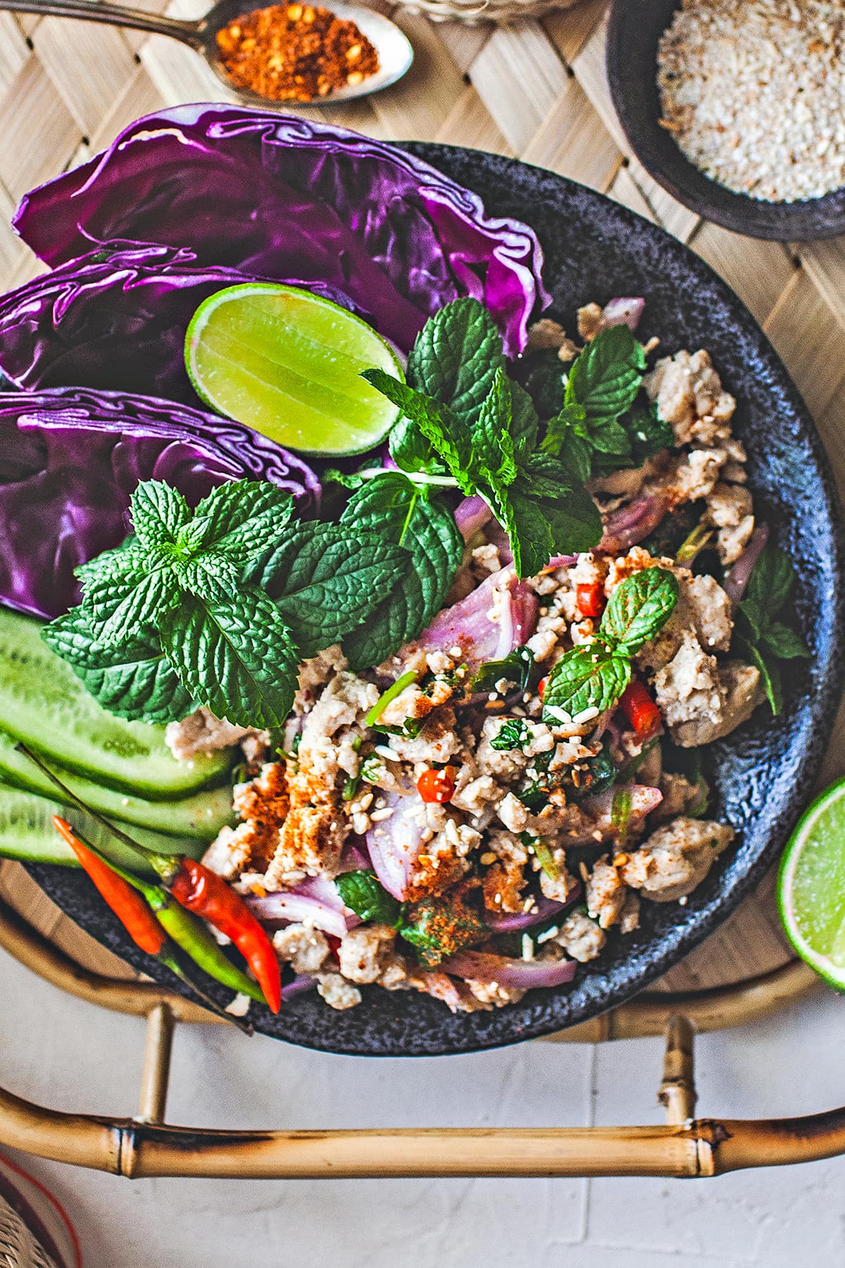 Authentic Thai Ground Chicken Salad (Laab Gai)