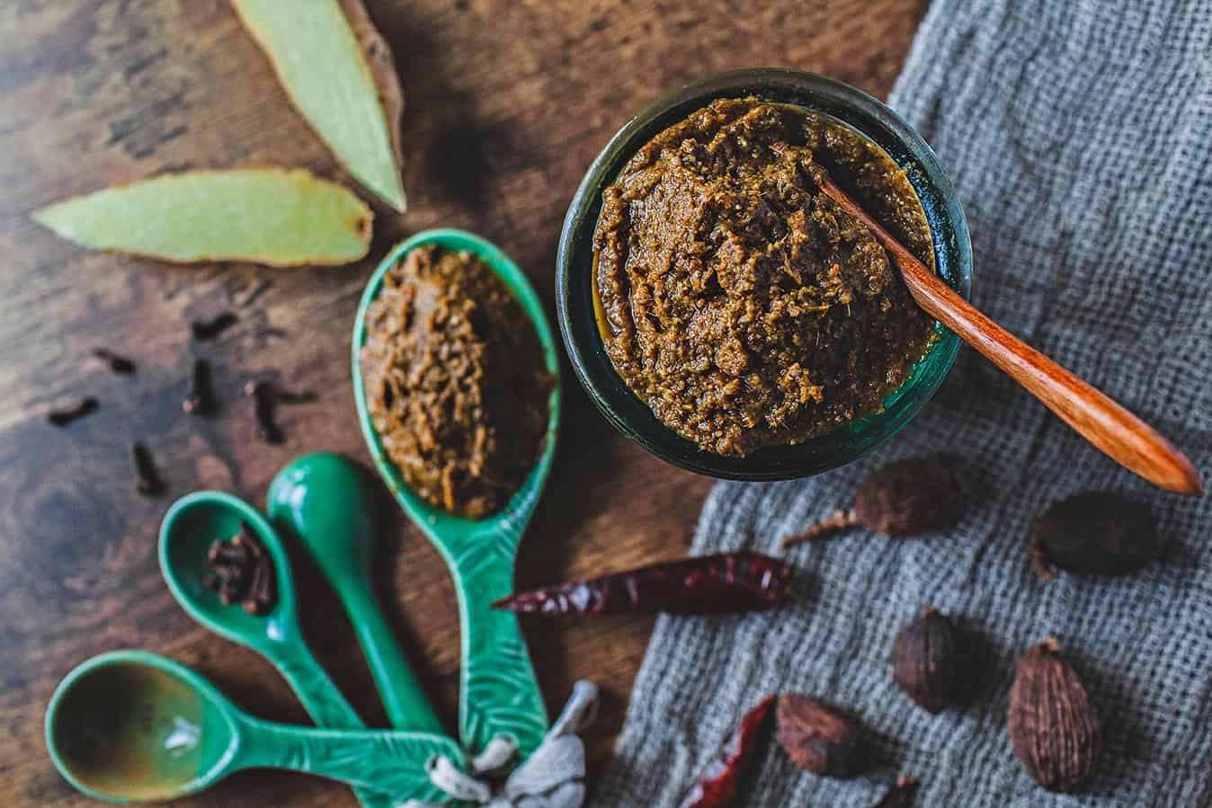 Thai curry paste on a table.