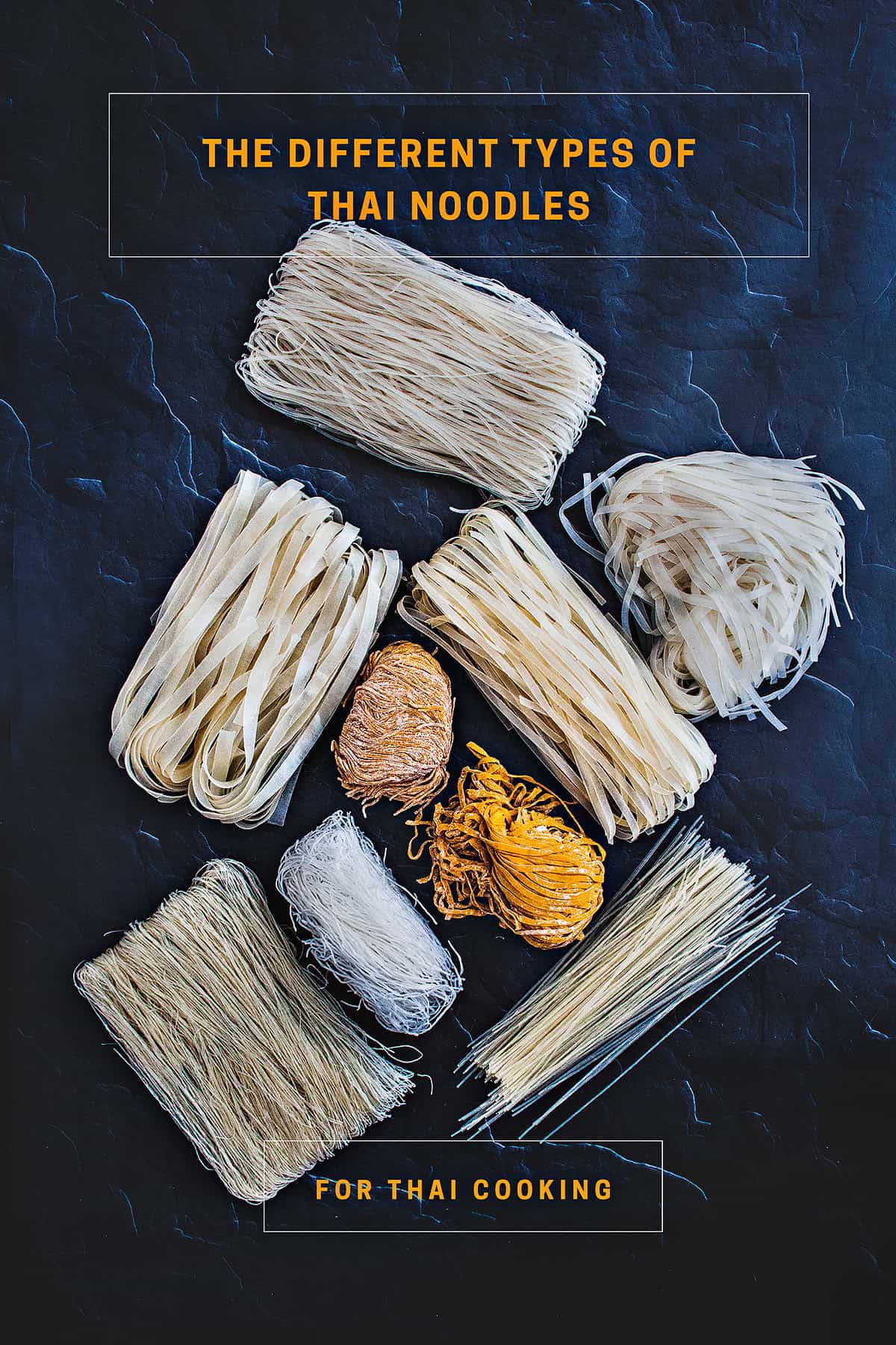 different Thai rice noodles in a table.