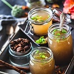 Beef bone broth in mason jars.