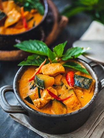 red Thai curry with chicken and Kabocha squash