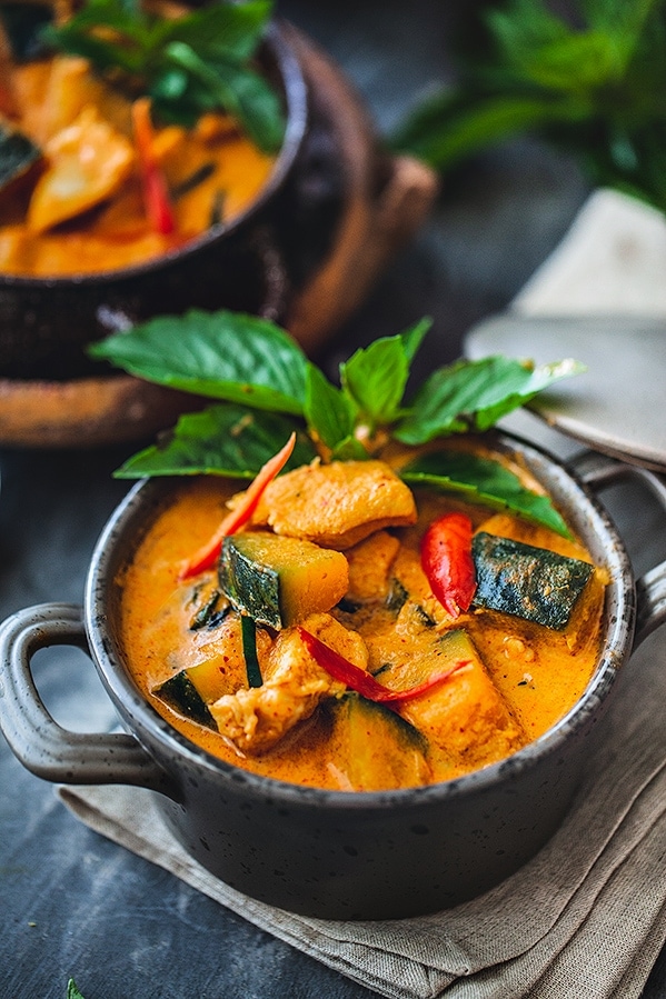 red Thai curry with chicken and Kabocha squash