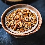 Crispy fried garlic in a bowl.