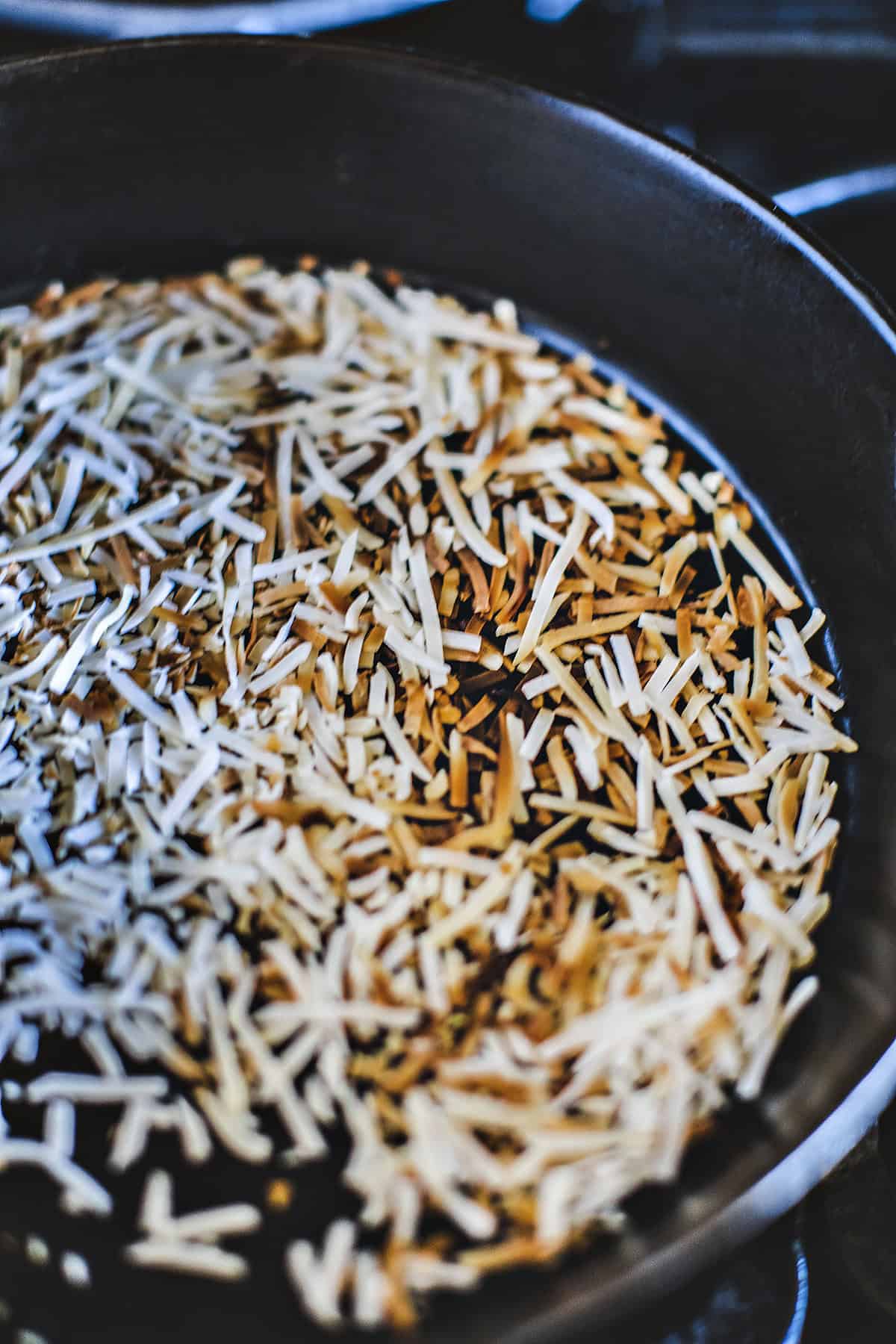 Toasted coconut flakes.