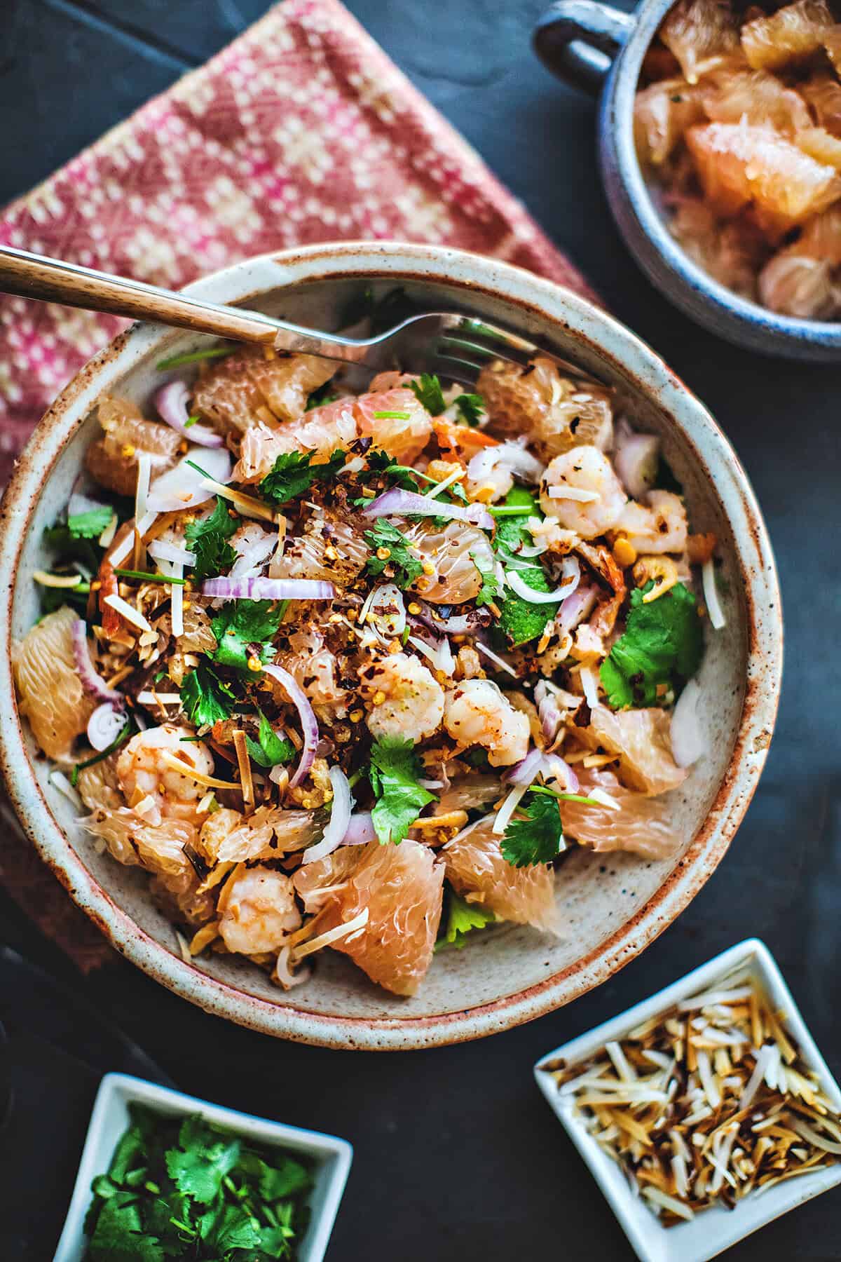 Pomelo salad in a bowl.