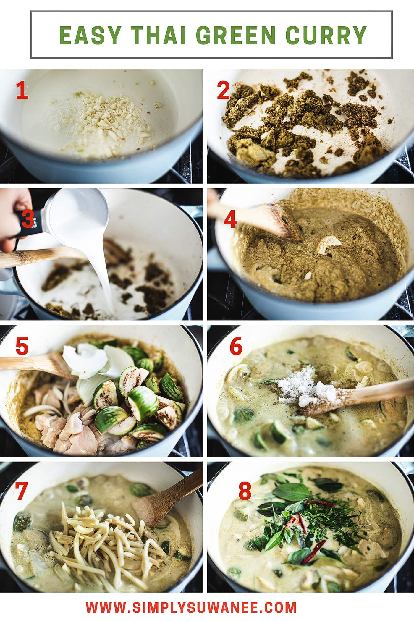 steps 1-8 to make thai green curry 