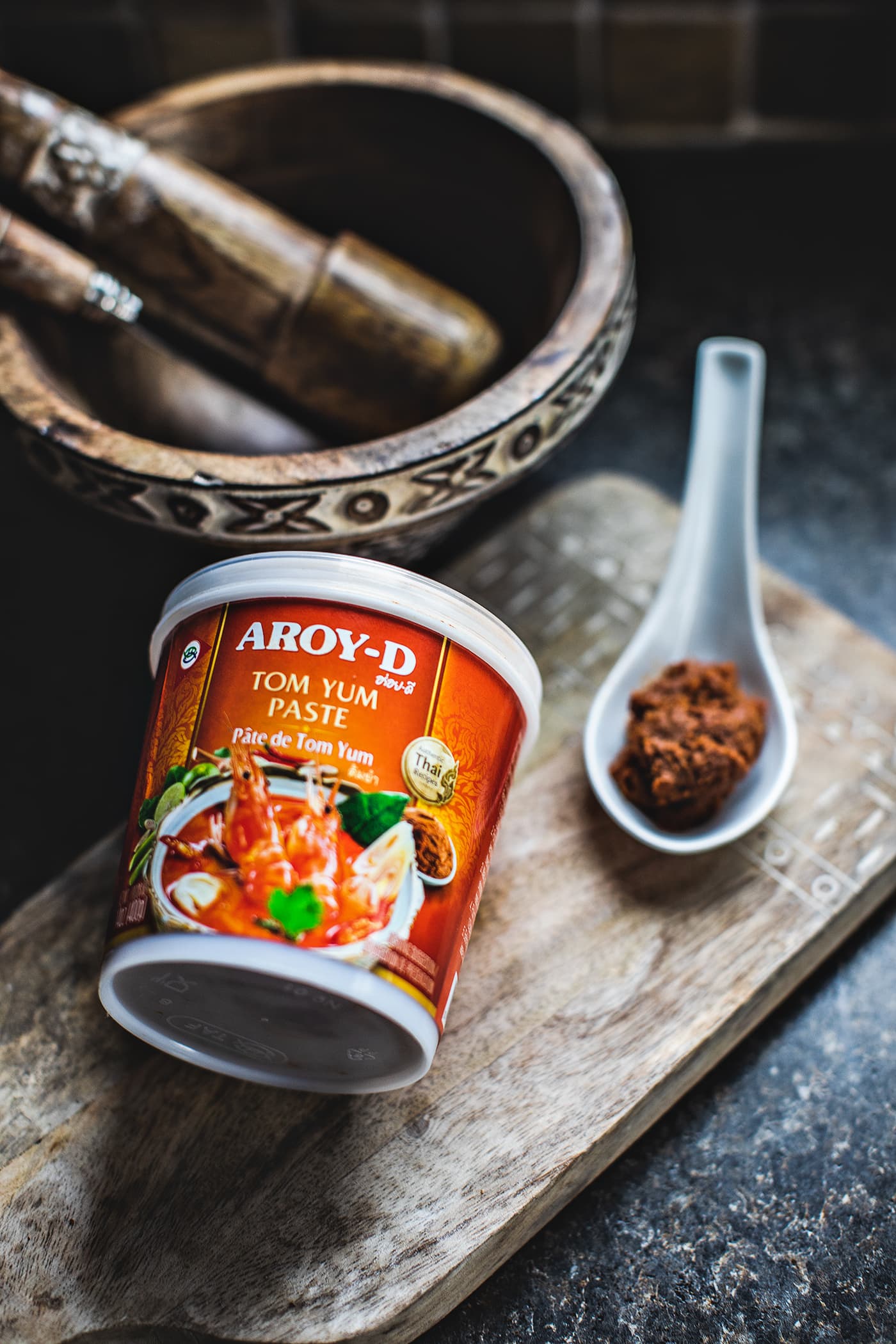 Tom yum paste in a container Aroy-D brand