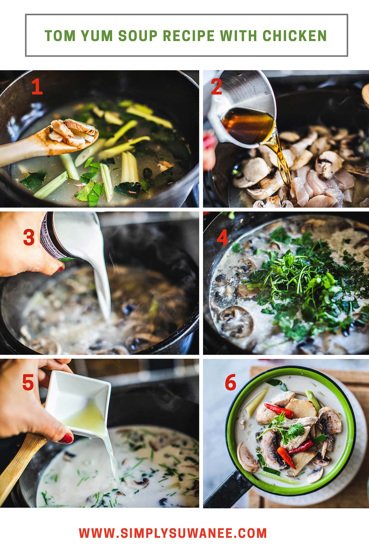 Tom Kha gai is a very well known Thai soup made by using chicken, coconut milk, herbs fish sauce, and lime juice. It is a creamy light soup that is not only delicious but also full of fresh herbs that will keep you healthy all winter long.  #thaicoconutsoup #thaichickencoconutsoup #tomkhagai #thaicoconutchickensoup #easythaisoup