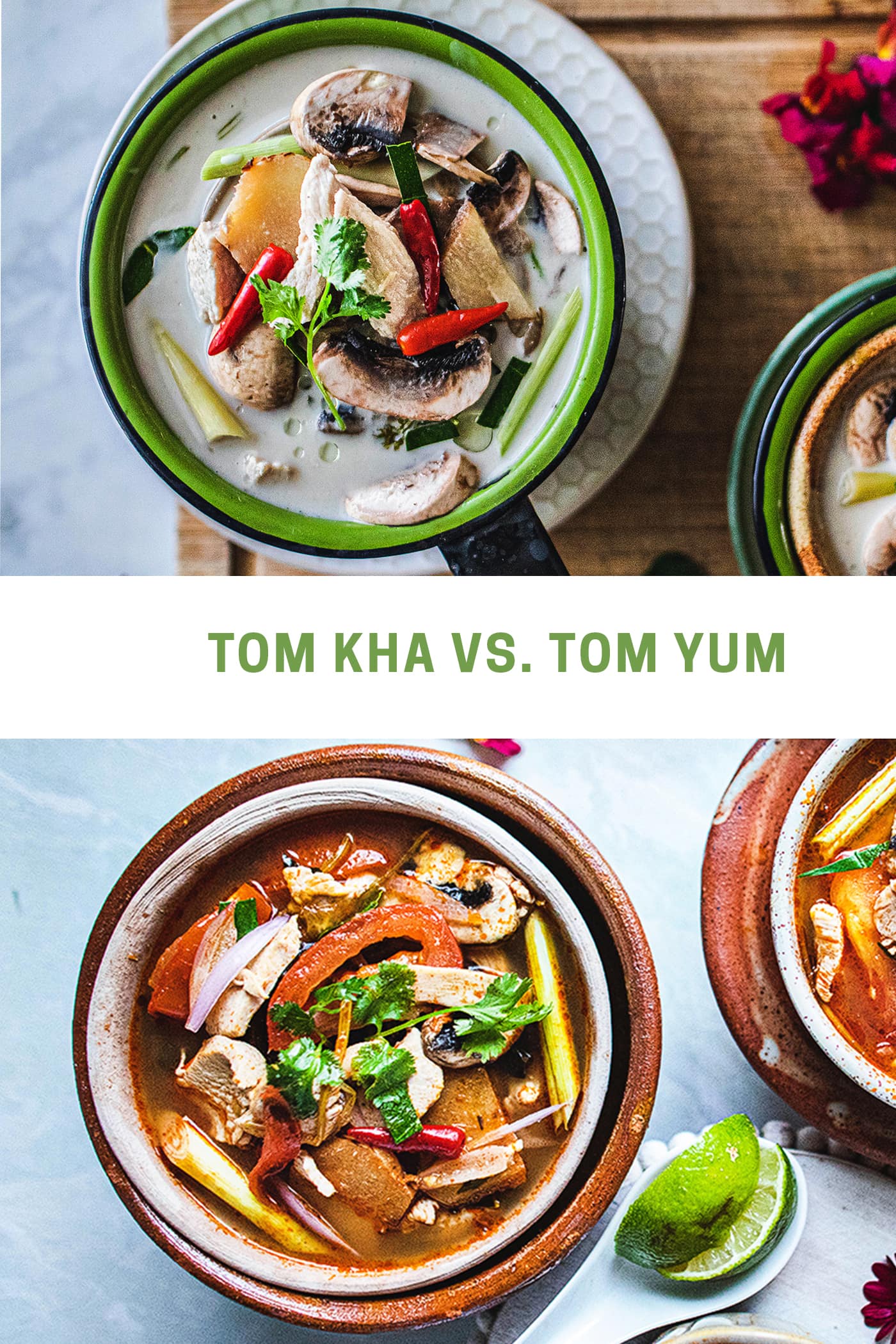 There’s just a couple of minor differences between Tom Kha Gai and Tom Yum Soup. The addition of coconut milk to Tom Kha soup is the primary distinction, although you can also make Tom Yum Soup with coconut milk. Tom Yum is also more spicy from the addition of the Thai chili paste.#thaicoconutsoup #thaichickencoconutsoup #tomkhagai #thaicoconutchickensoup #easythaisoup