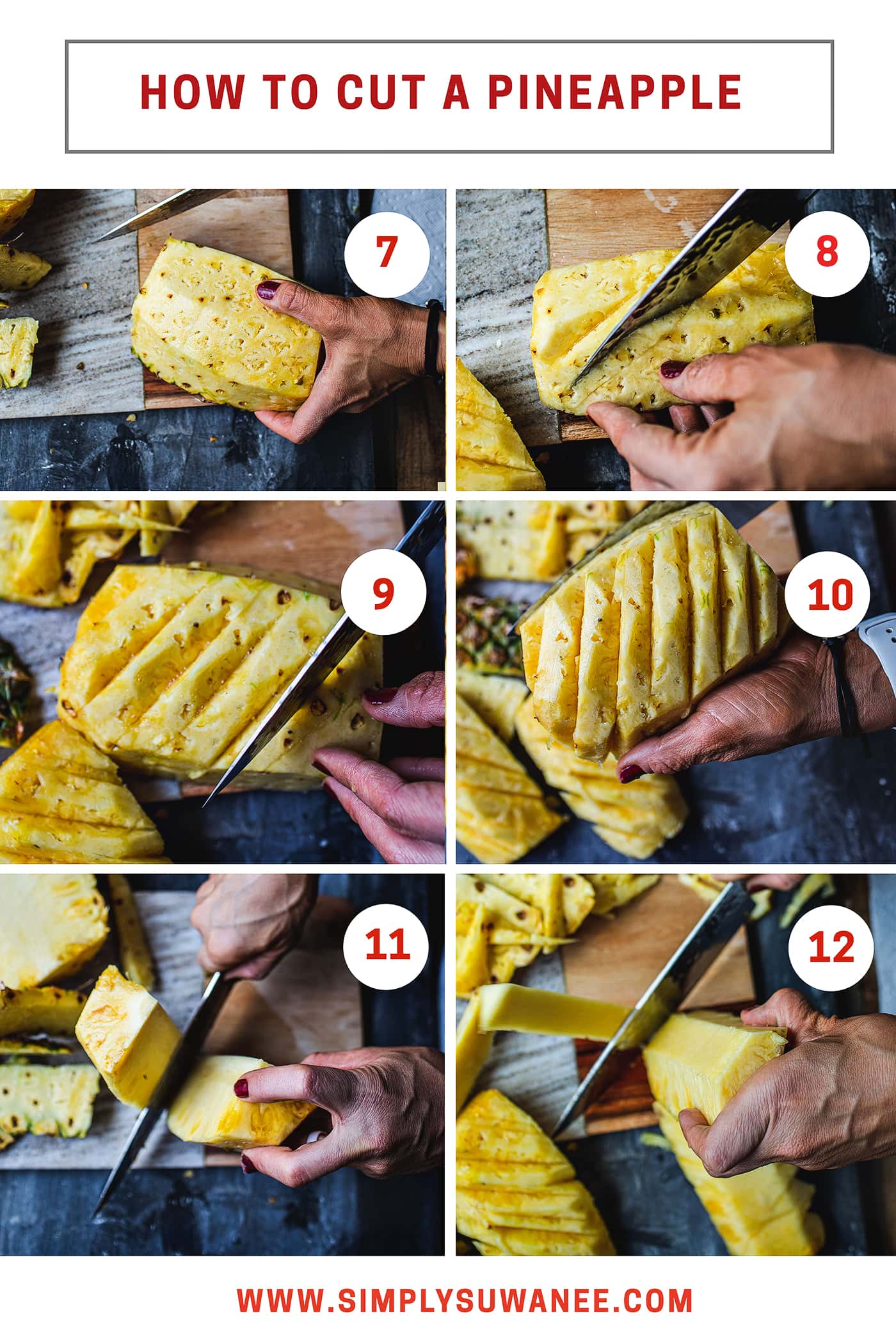 Do you love pineapples but have always been intimidated by how to cut them? Today, I'm going to show you, step by step with helpful photo instructions, how to cut a pineapple, AND  how to to make a pineapple bowl! Get ready to be an expert at cutting your favorite fruit.  #pineapples #howtocutpineapple #cuttingpineapple #pineapplecutting 