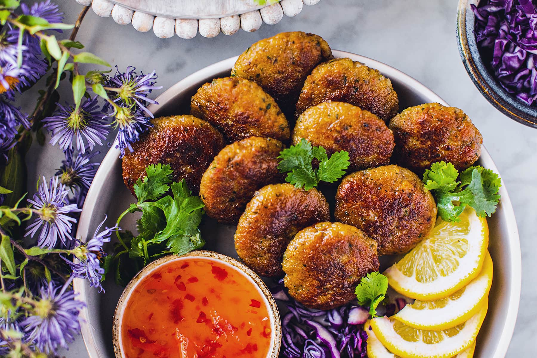 Thai shrimp cakes with sweet chili sauce (Tod Mun Goong)