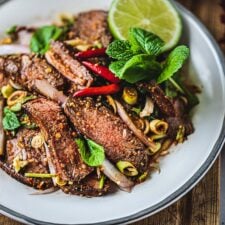 Authentic Nam Tok Thai grilled beef waterfall salad-image
