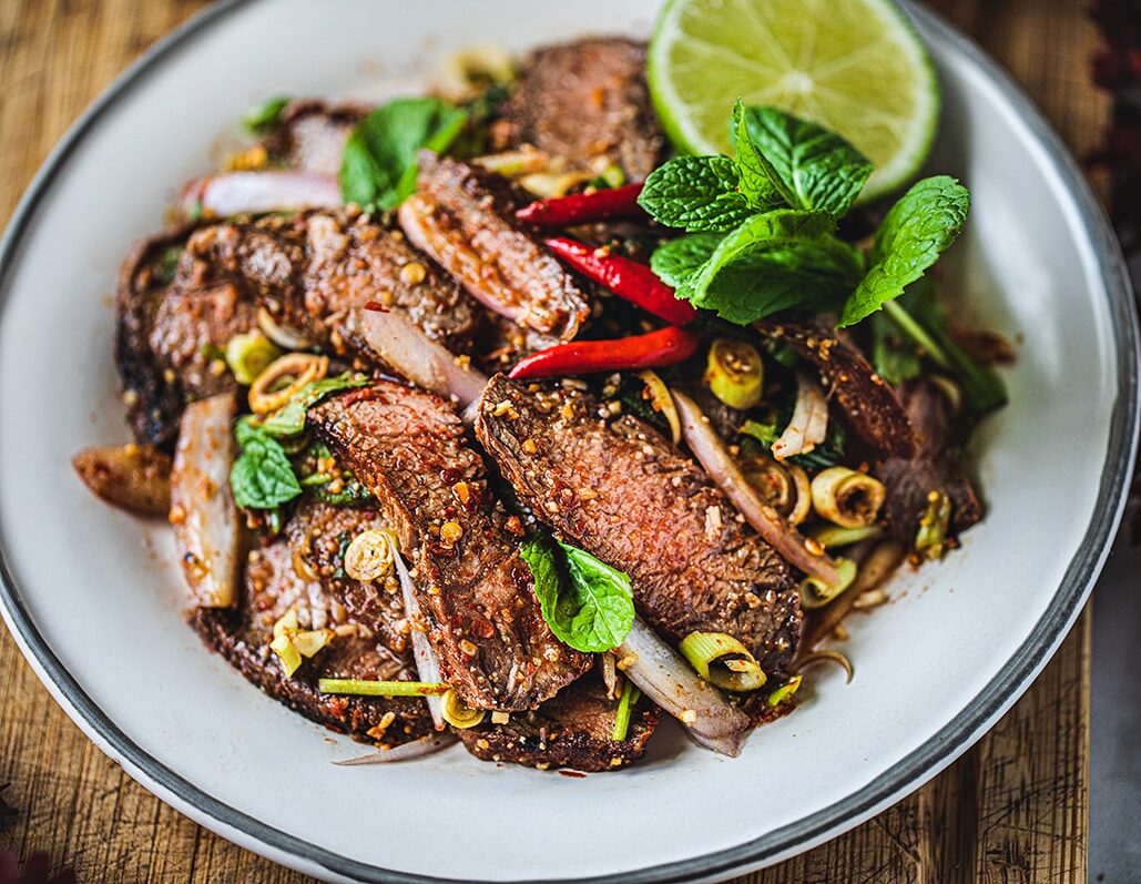 Thai-Style Marinated Flank Steak and Herb Salad Recipe