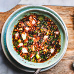 Nam Jim Jaeow in a bowl on the table.