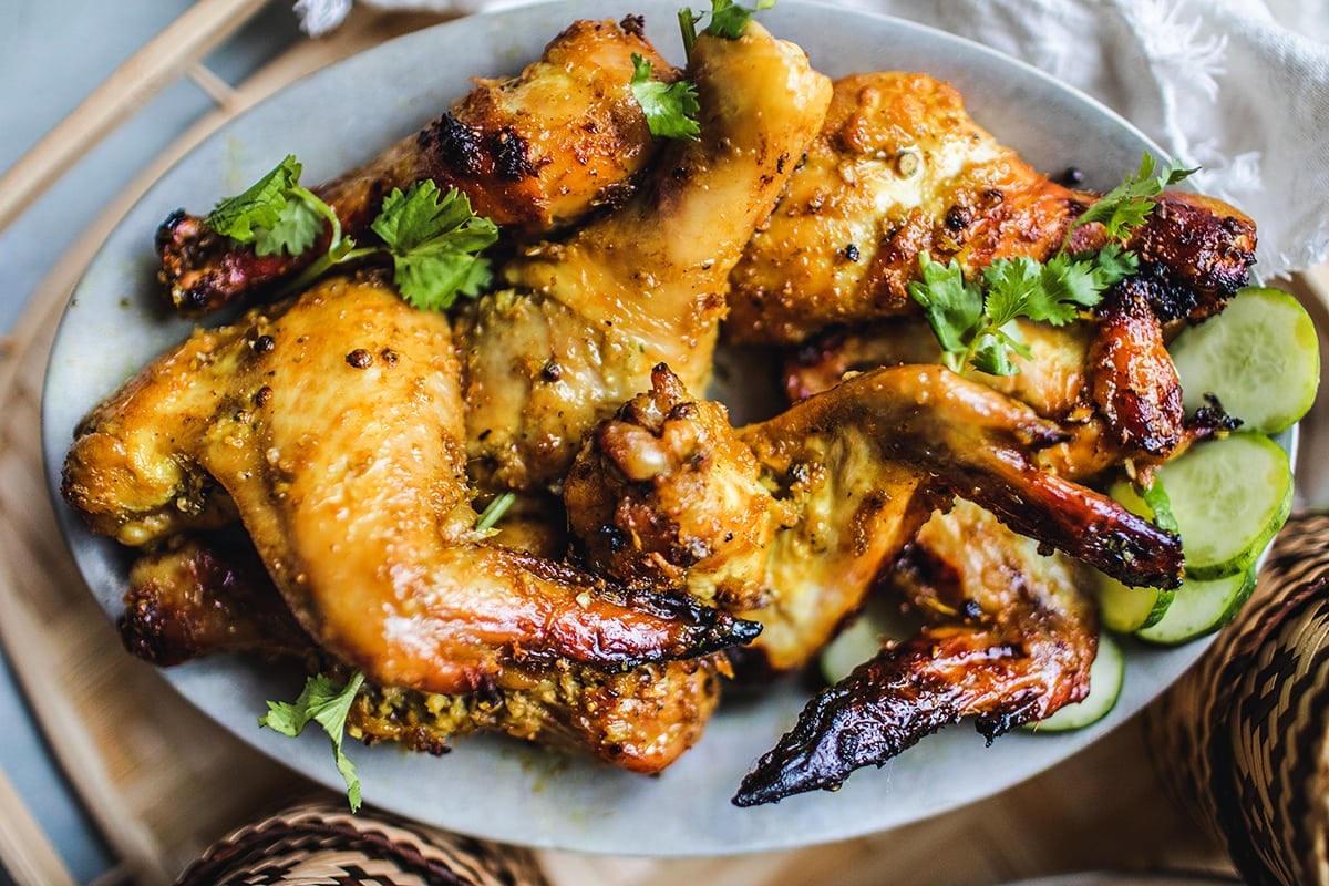 Baked Thai Lemongrass Chicken Wings (Gai Yang Flavors)