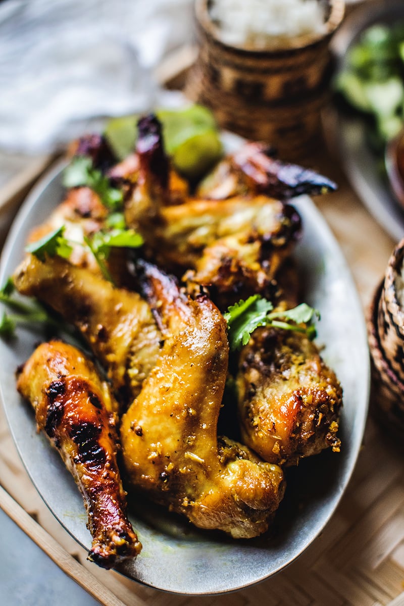 Chicken wings on an oval plate
