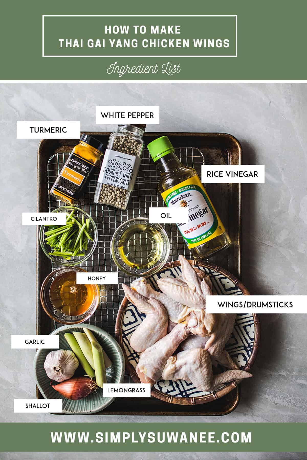 Ingredients for Thai Gai yang recipe.