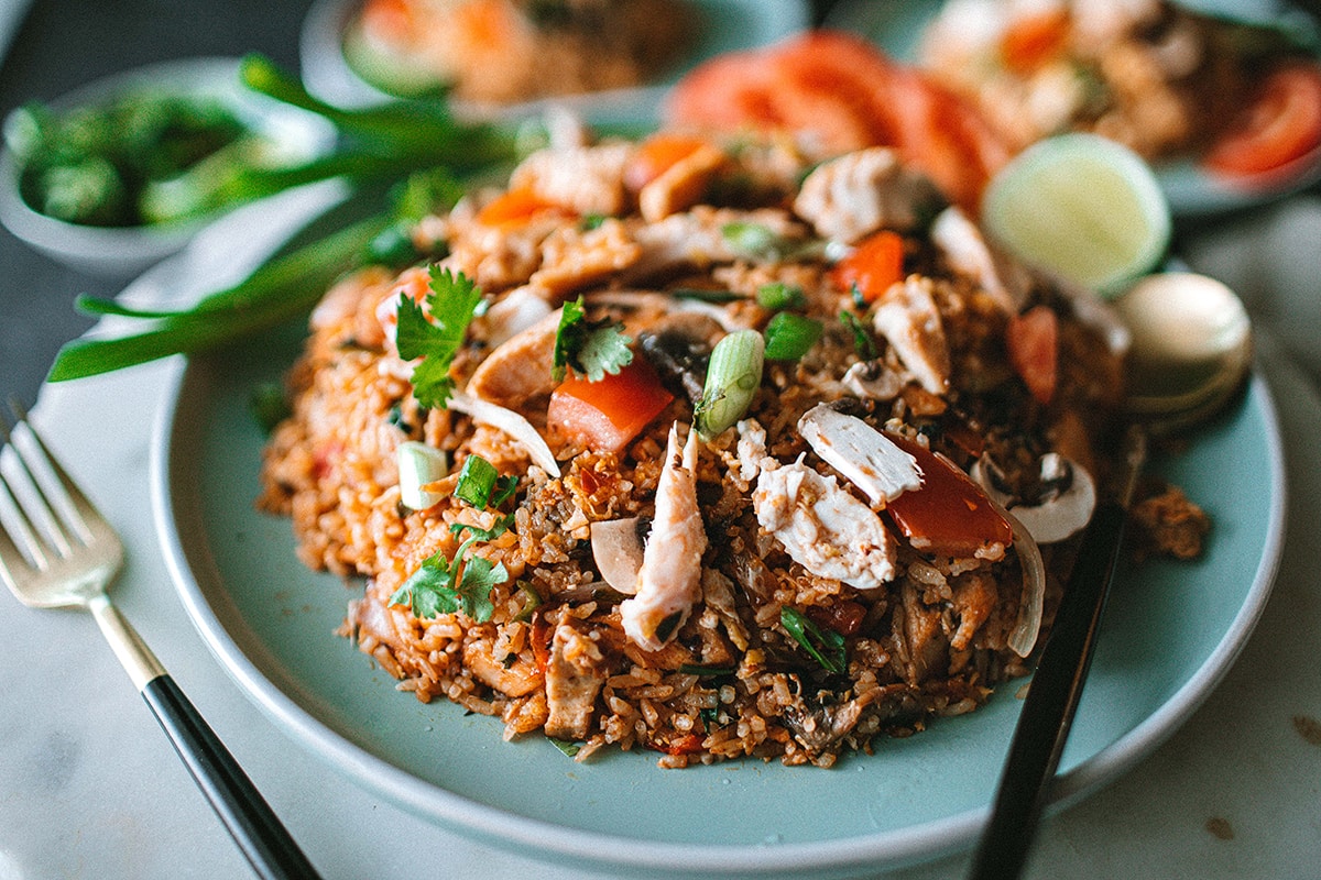 Tom Yum Fried Rice Using Turkey Meat