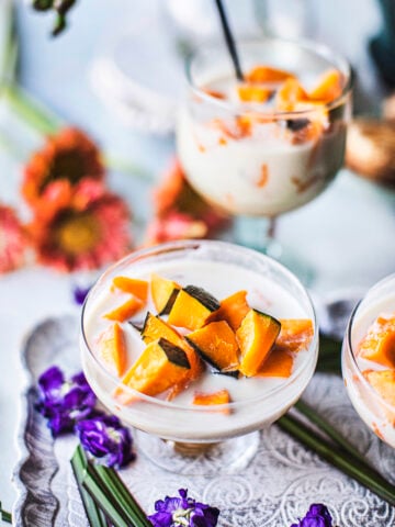 Kabocha dessert in a class cup.