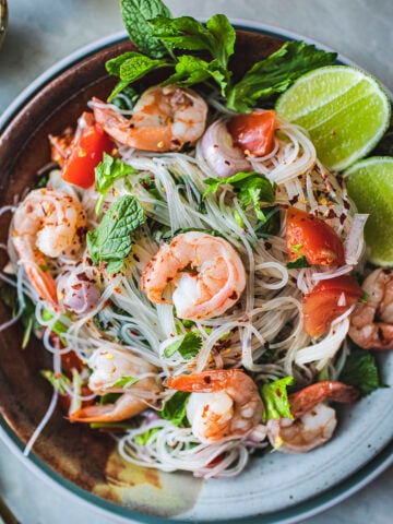 Glass noodles salad on a platter