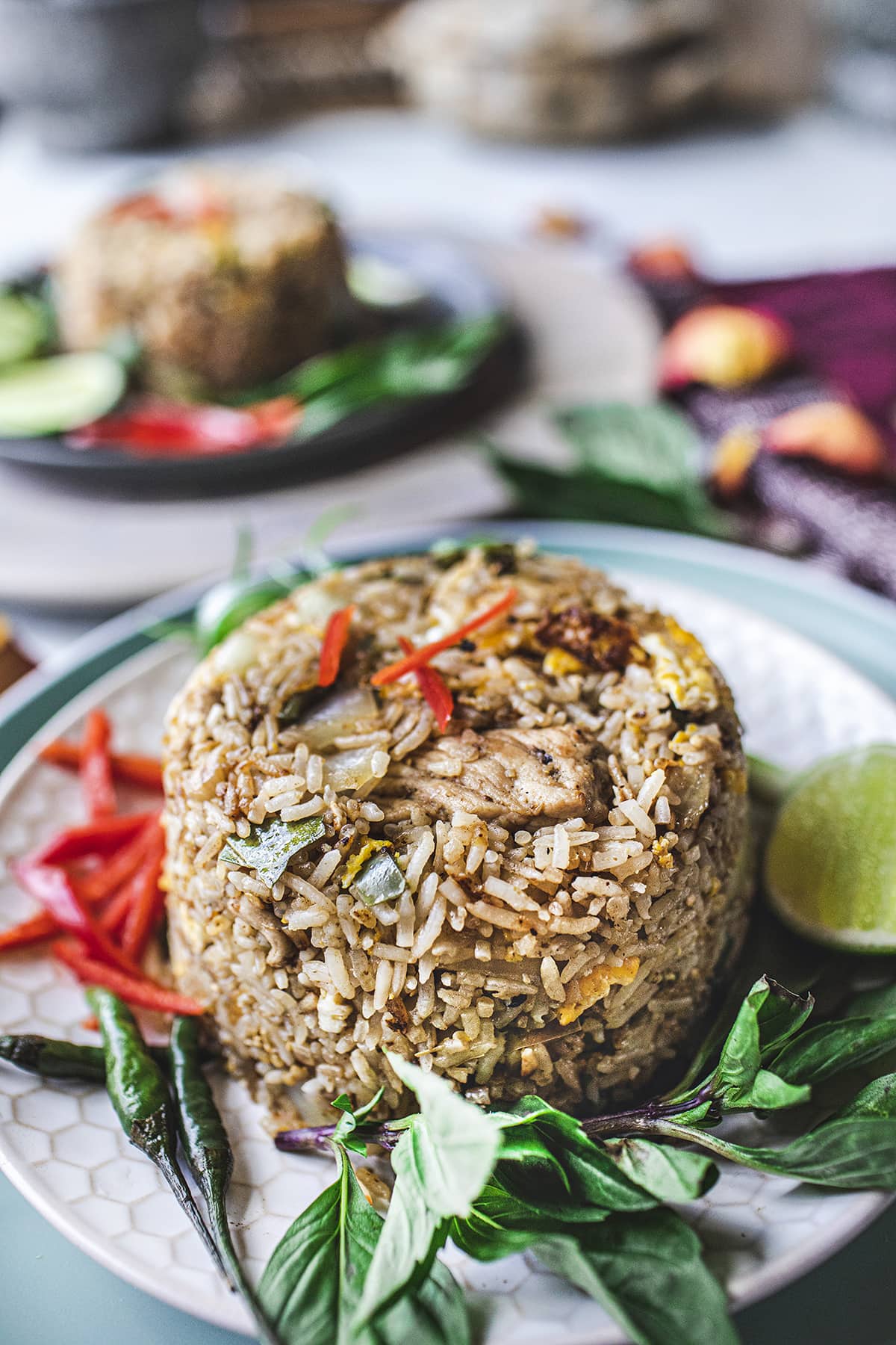 green curry rice on a plate