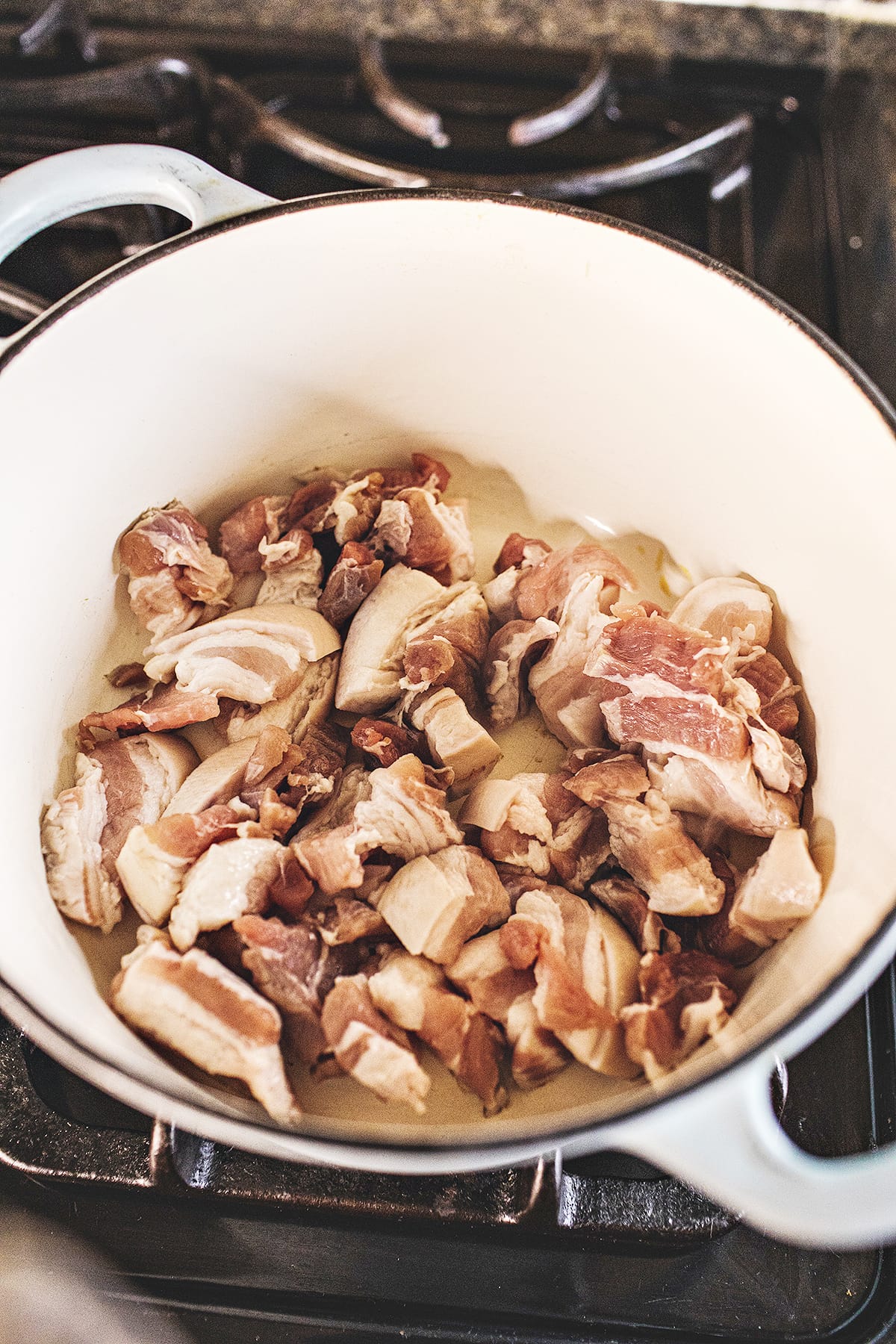 pork belly in a pot on the stove