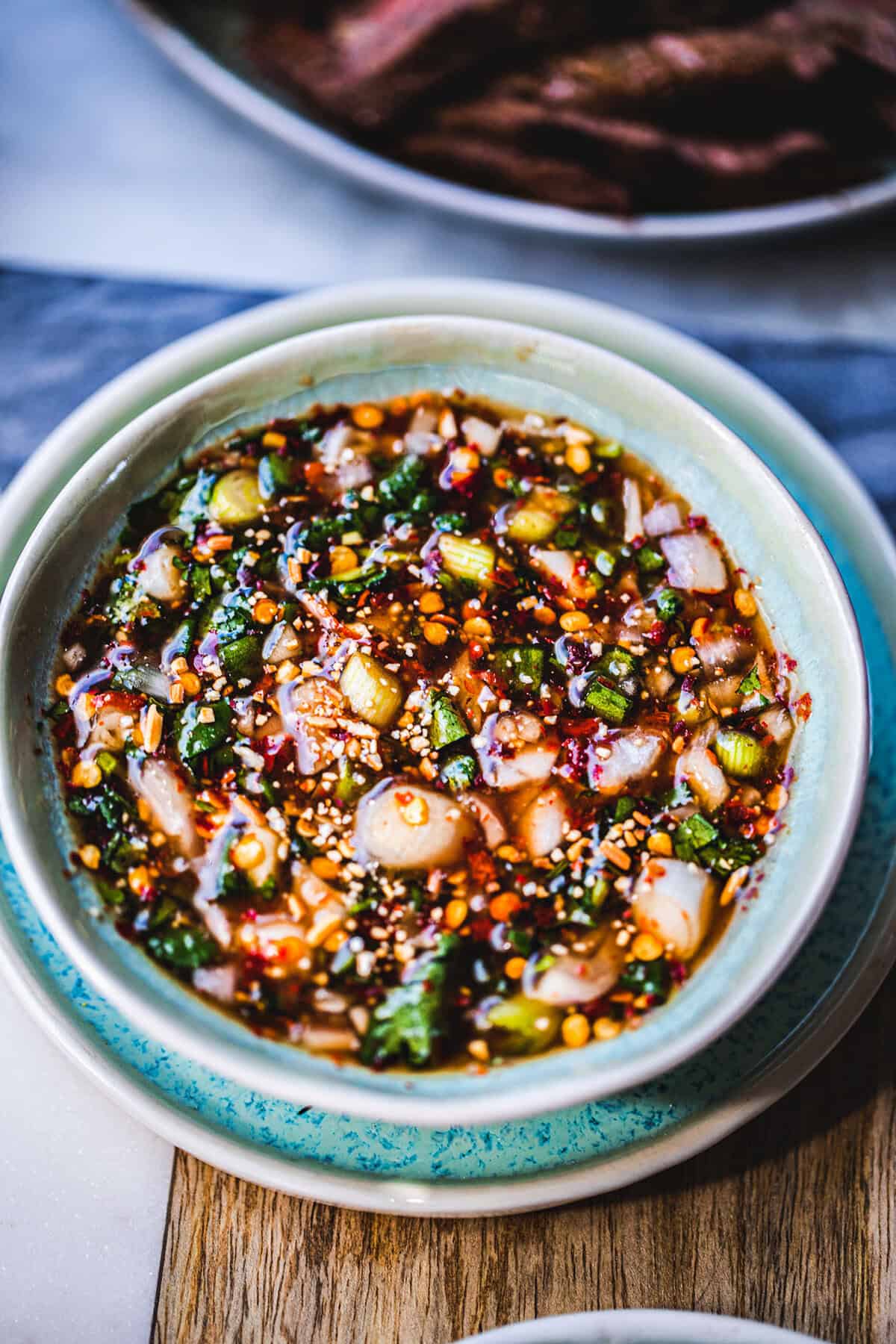 chili sauce in a circular bowl