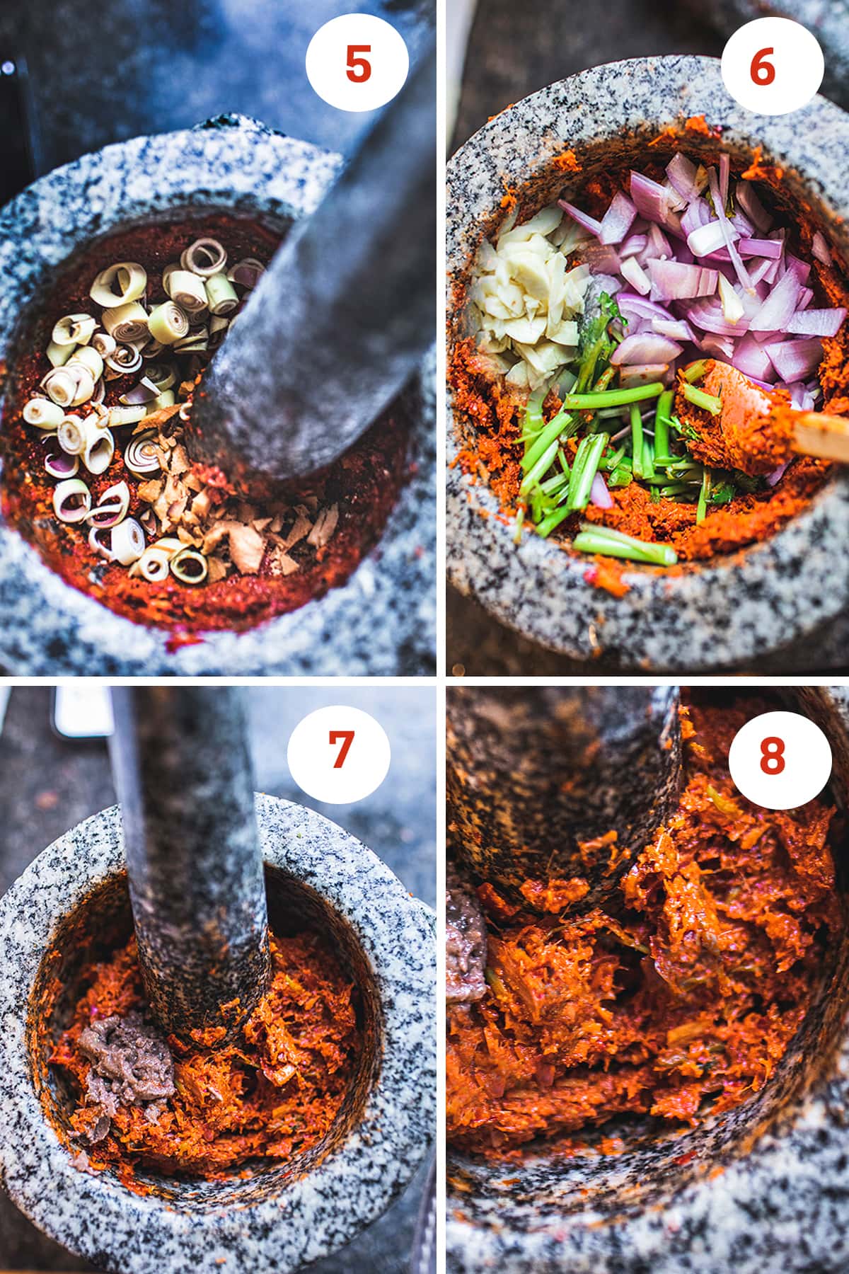 steps 5-8 how to make red curry paste