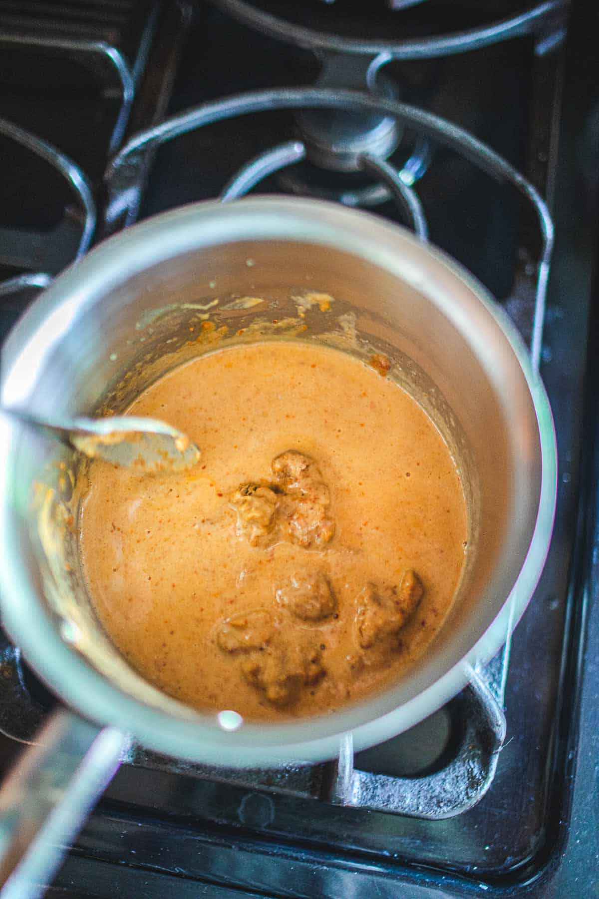 Peanut sauce in a sauce pan