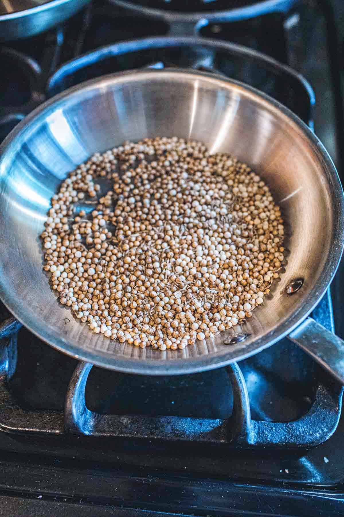 toasted spices in a pan