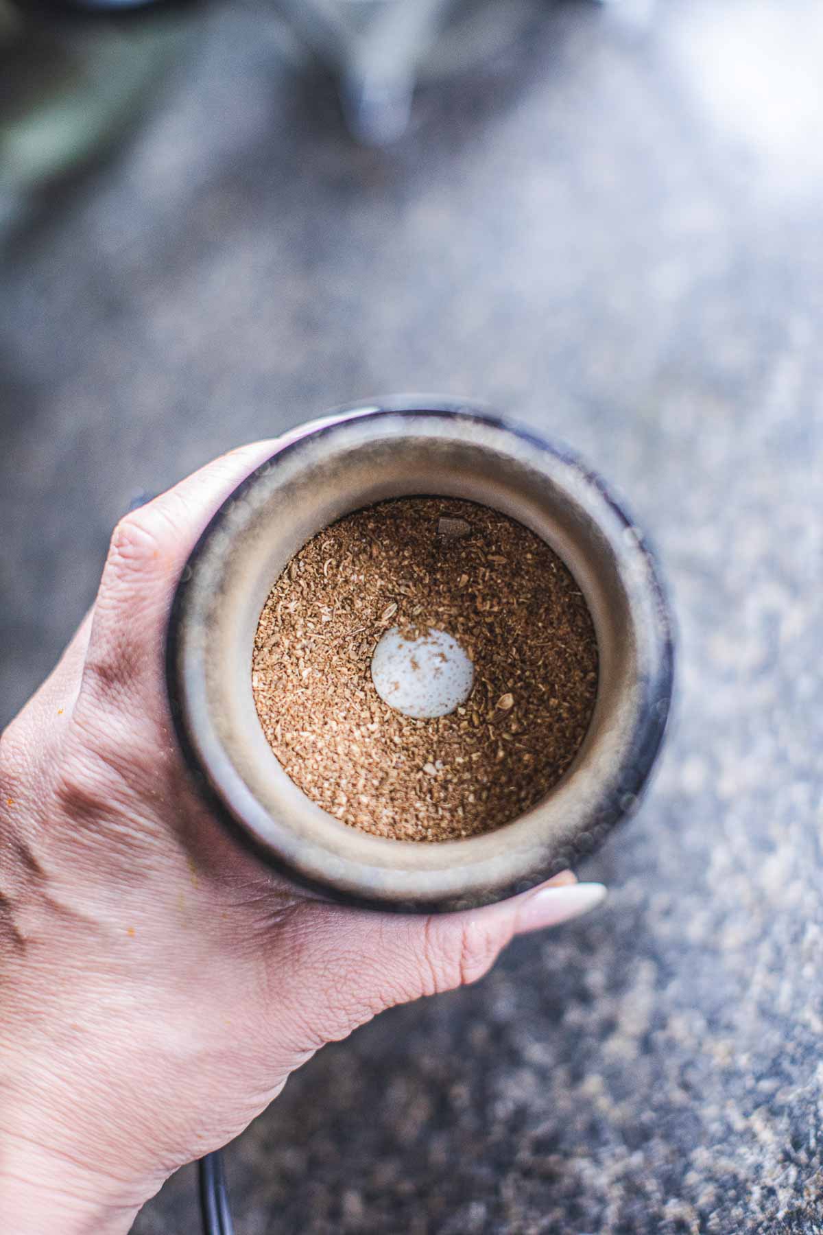 ground up spices in spice grinder