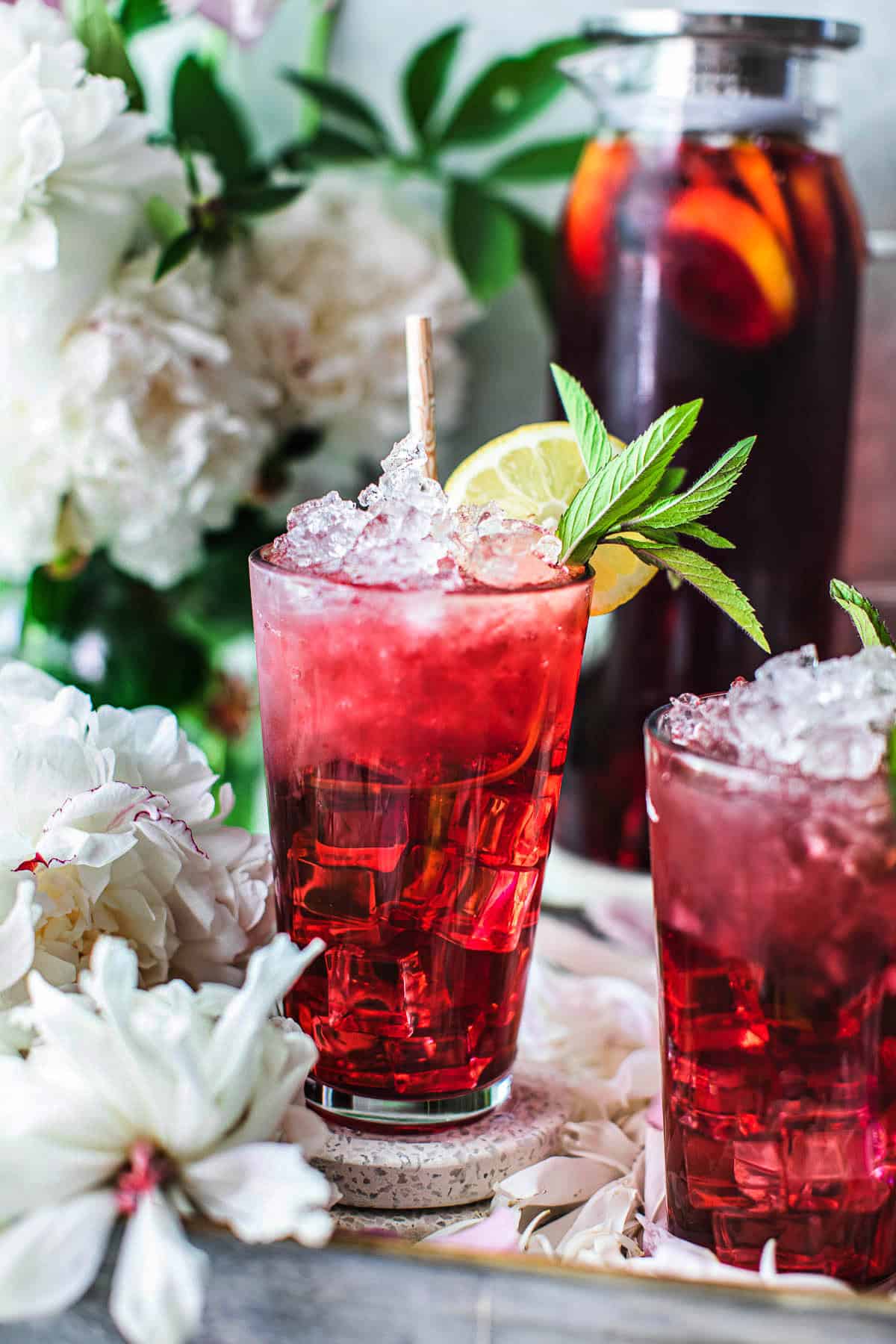 Thai Hibiscus tea in glasses. 