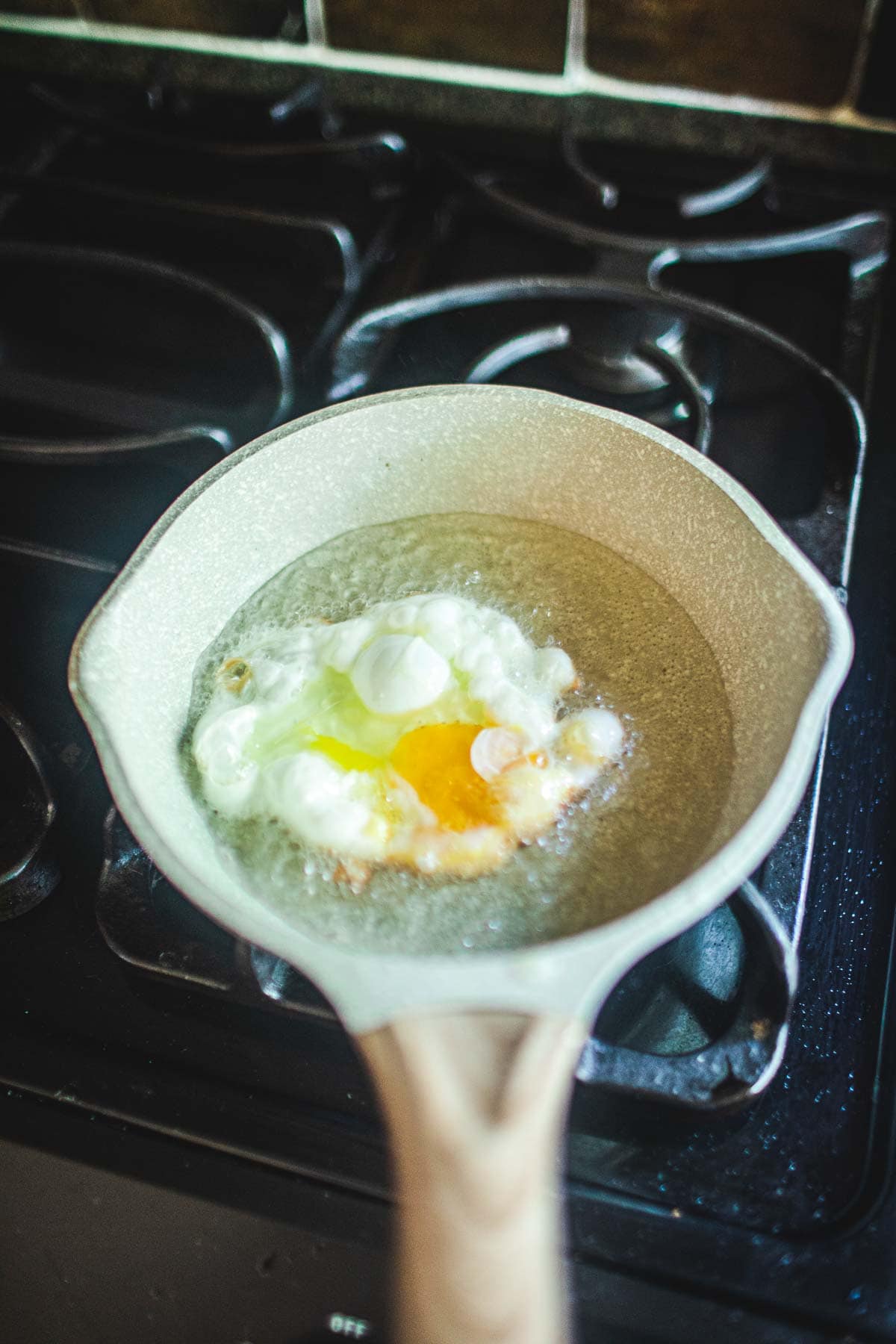 fried egg on stove top