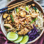 pad mee korat thai noodles stir fry in a bowl