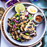 grilled eggplants salad on a plate