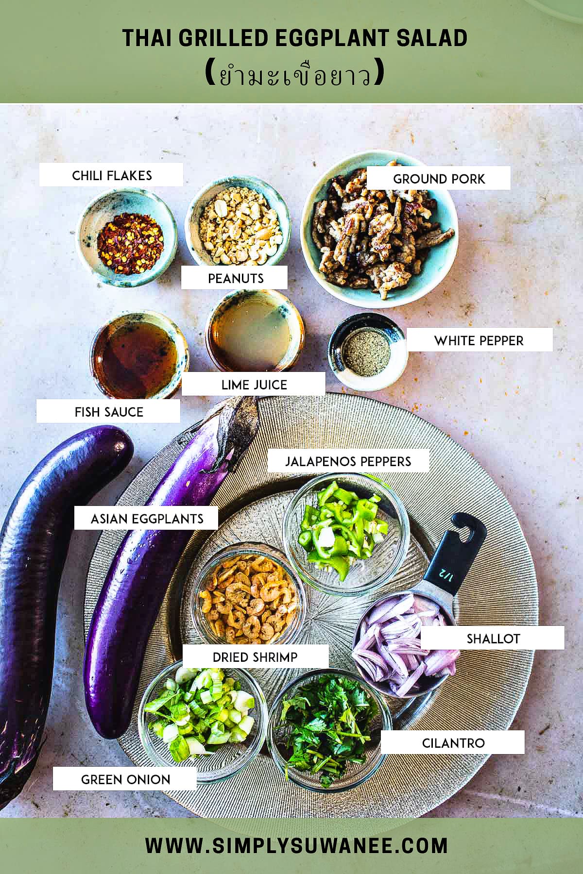ingredients for Thai eggplant salad 