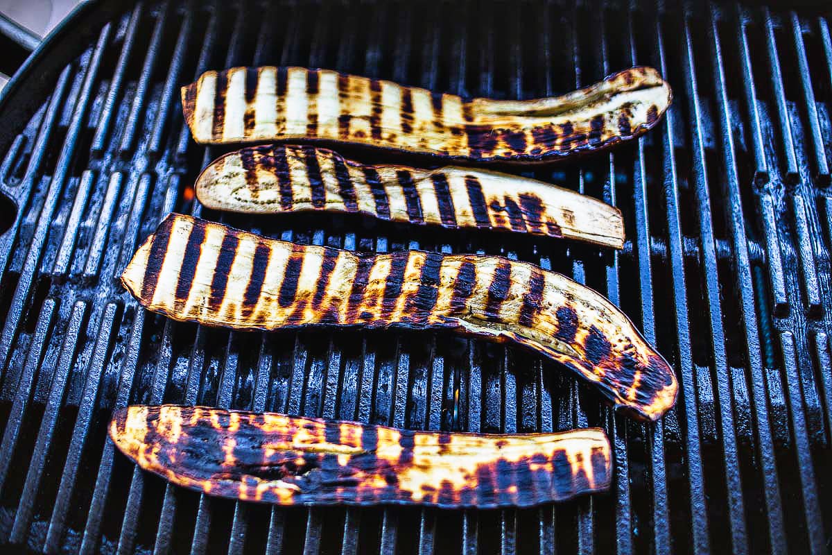 grilled long eggplants