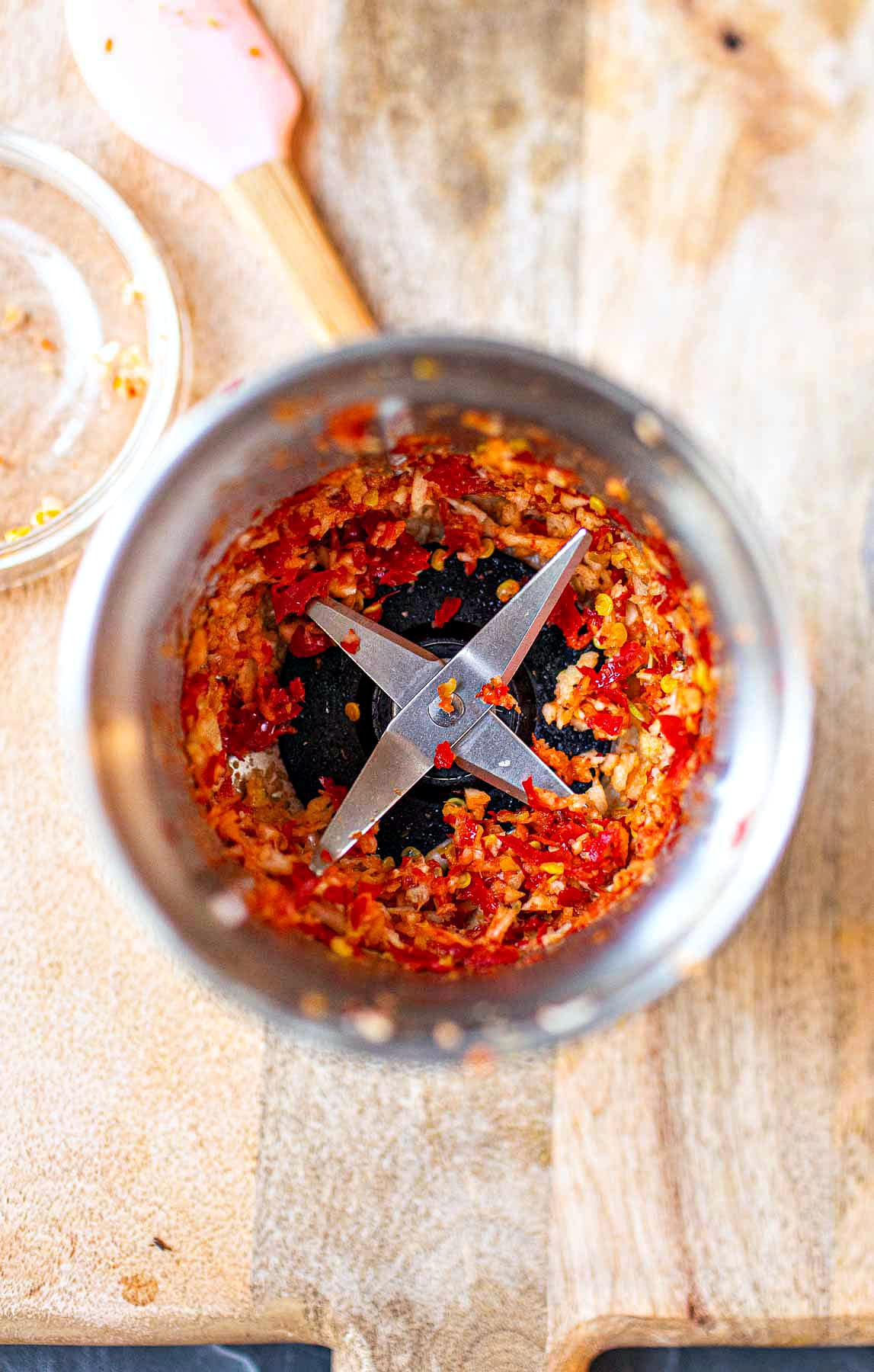 chili garlic blended in a spice grinder