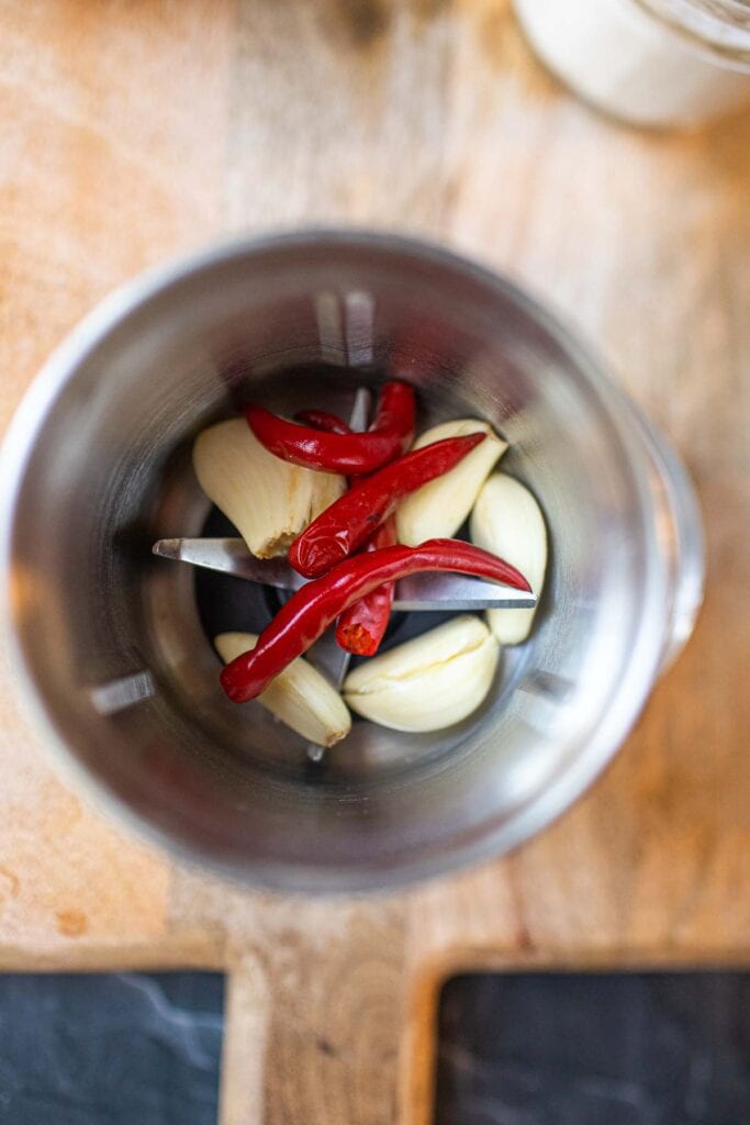 chili garlic in a spice grinder